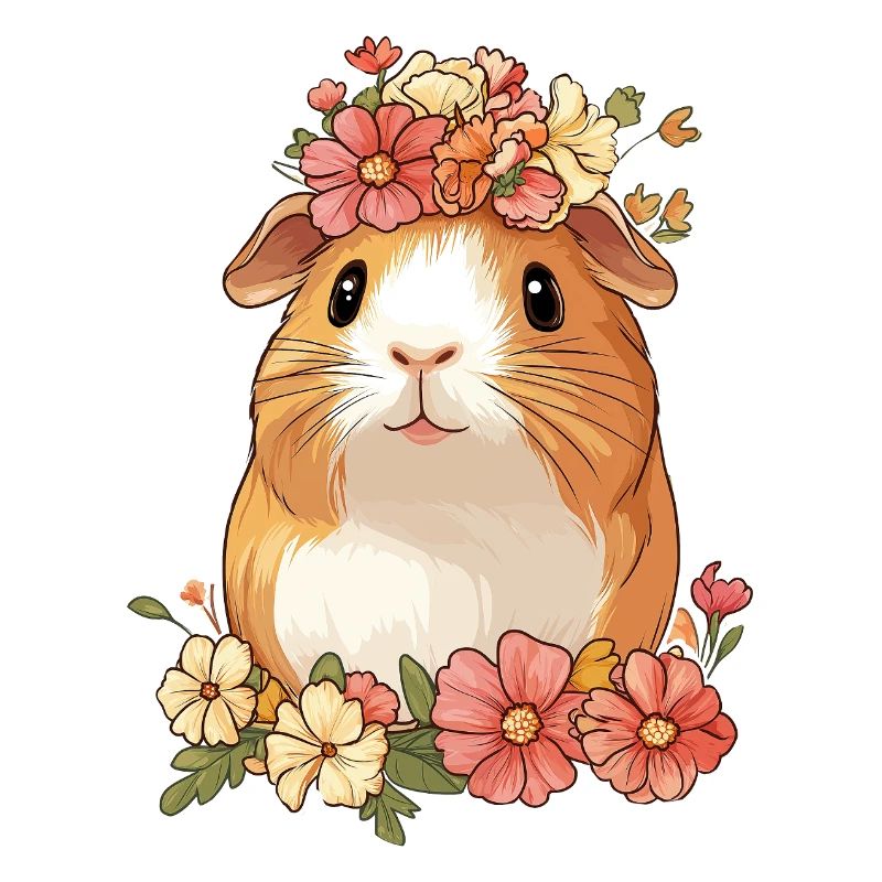 Cochon d’Inde avec des fleurs