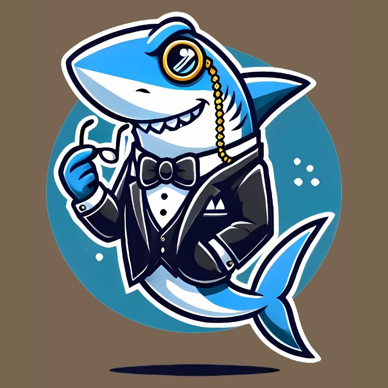 requin chic en smoking design vectoriel
