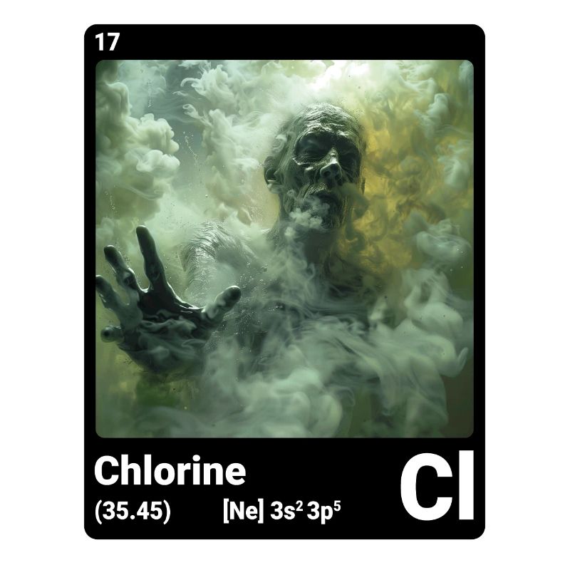 Chlore Cl Élément chimique Tableau périodique 017