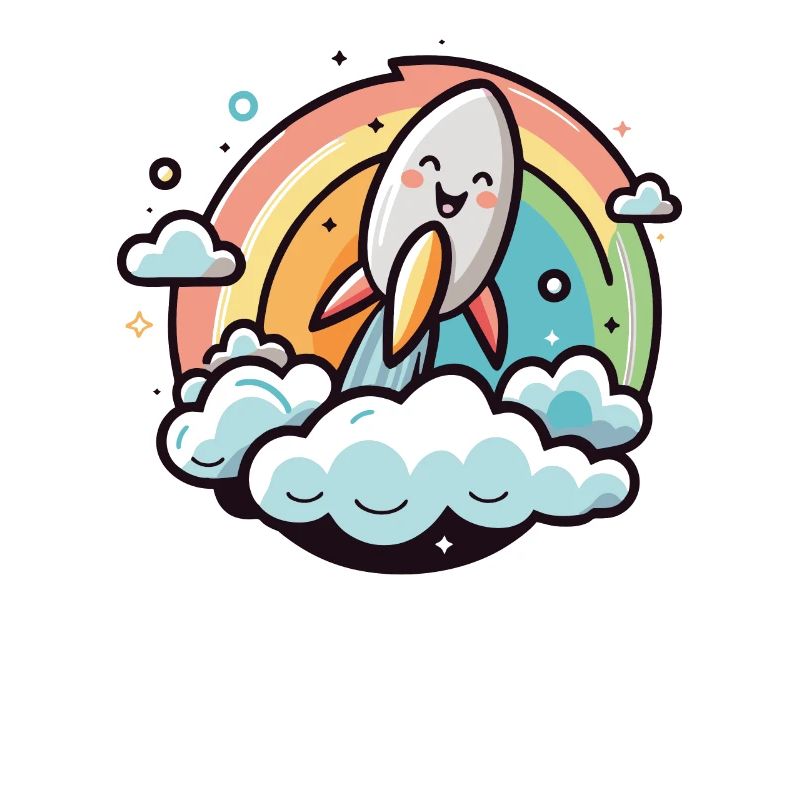 Joyeuse fusée avec arc-en-ciel