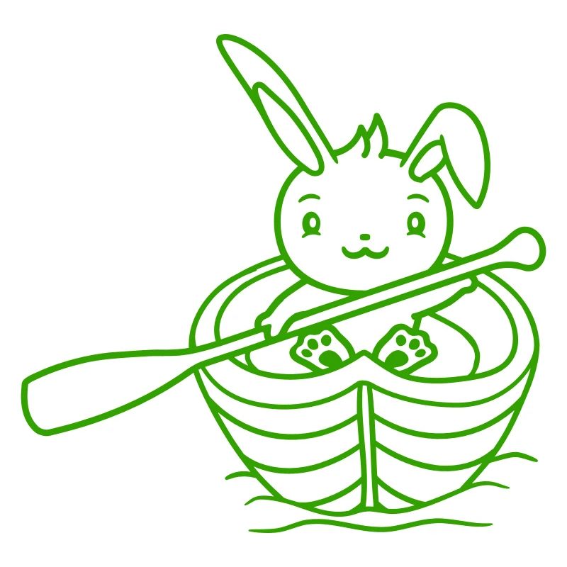 Cute bunny rabbit paddles rowing rowing dear