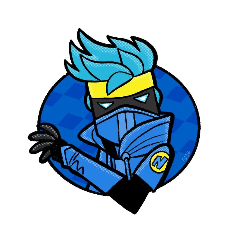 A blue ninja character