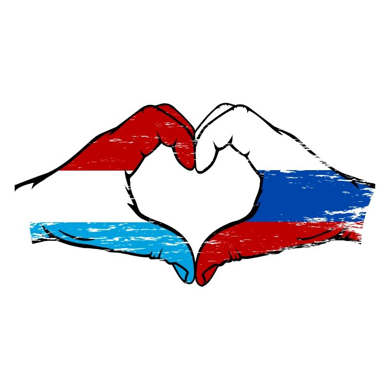 Luxembourg Russie drapeau mains forme coeur utilisé