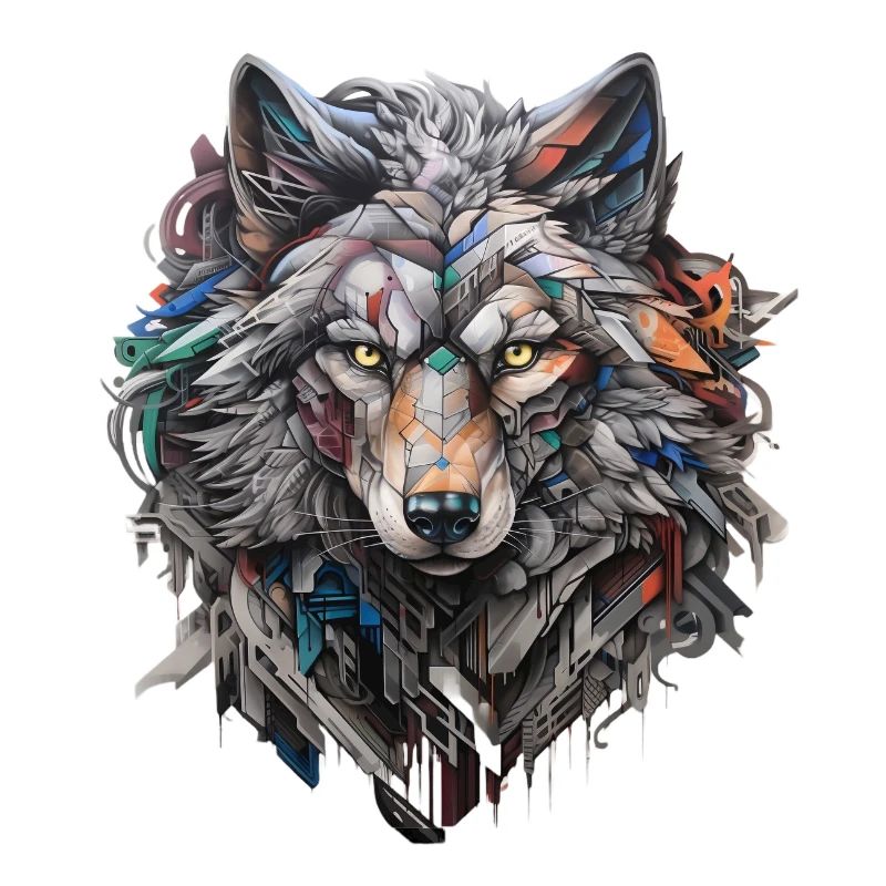Gray wolf in graffiti style | Wolf lovers