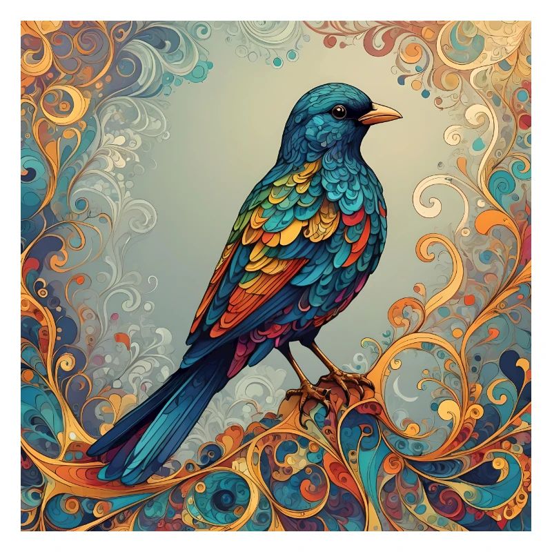 Oiseau coloré rectangulaire
