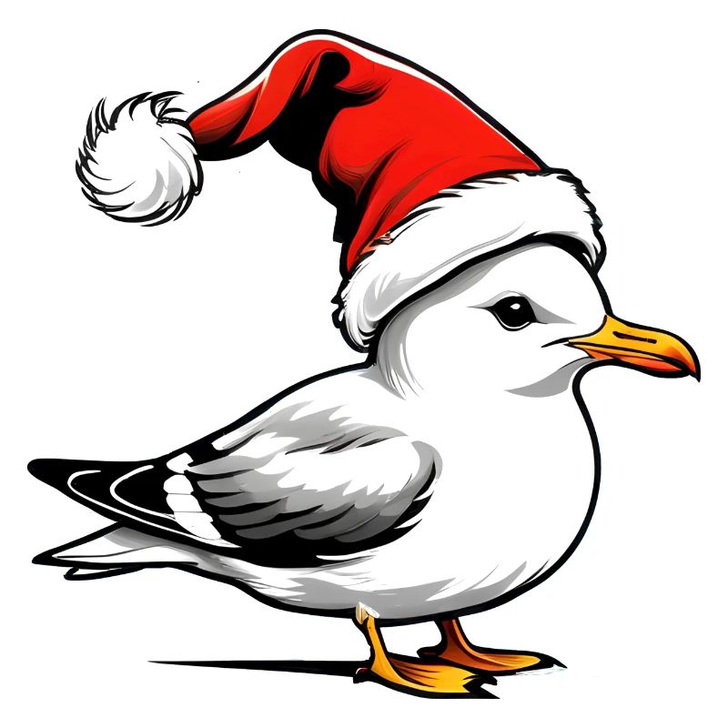 Weihnachts-Möwe mit Mütze