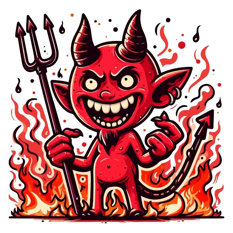 Cartoon Devil in Flames