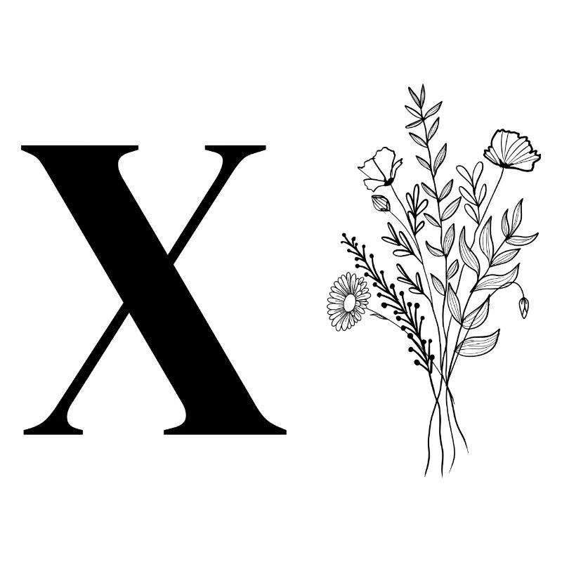 Lette X fleurs minimalistes
