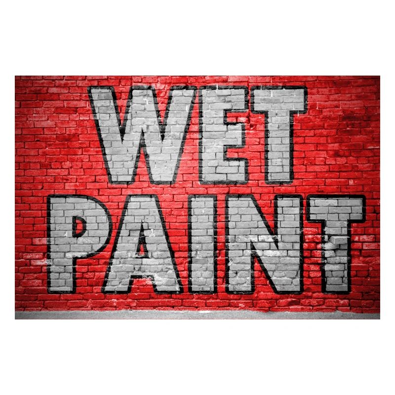 Wet Paint Brick Wall Graffiti