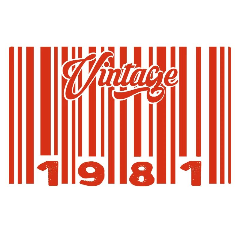 Vintage 1981 Born In 1981 44 Year Old Bar Code Anniversai