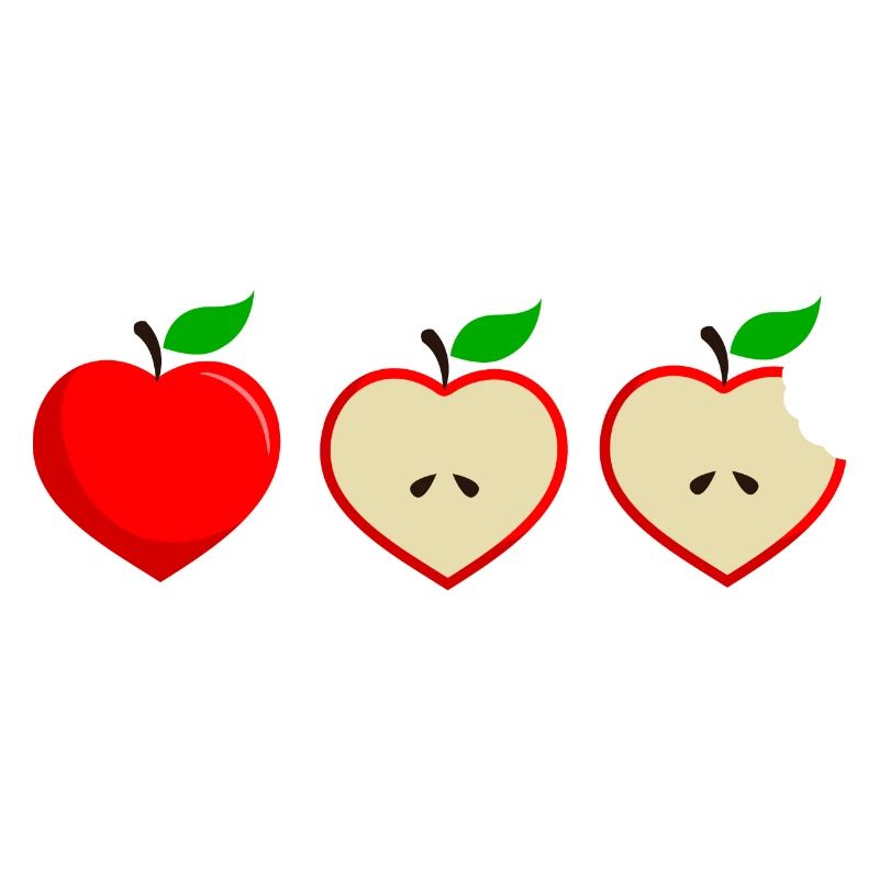 Apfel Apple Herz Set