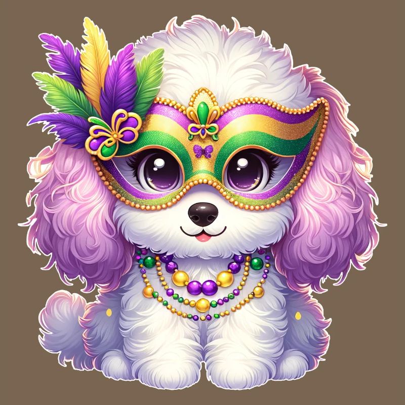 Conception de caniche Mardi Gras