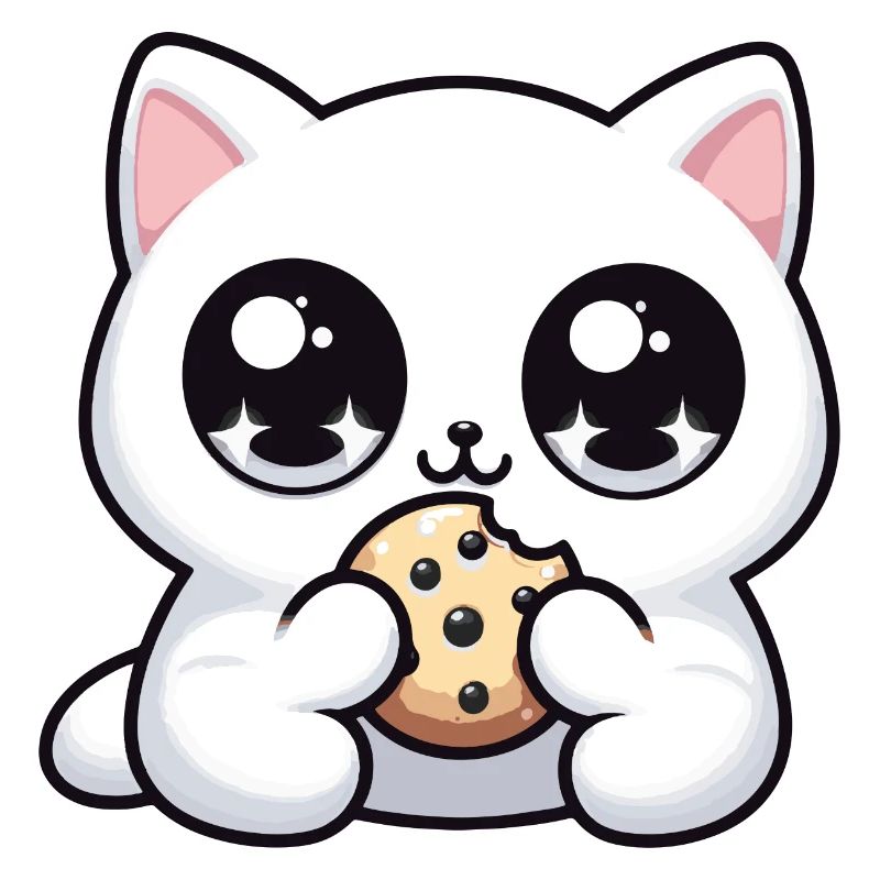 Chat kawaii mignon avec biscuit Cadeaux mignons