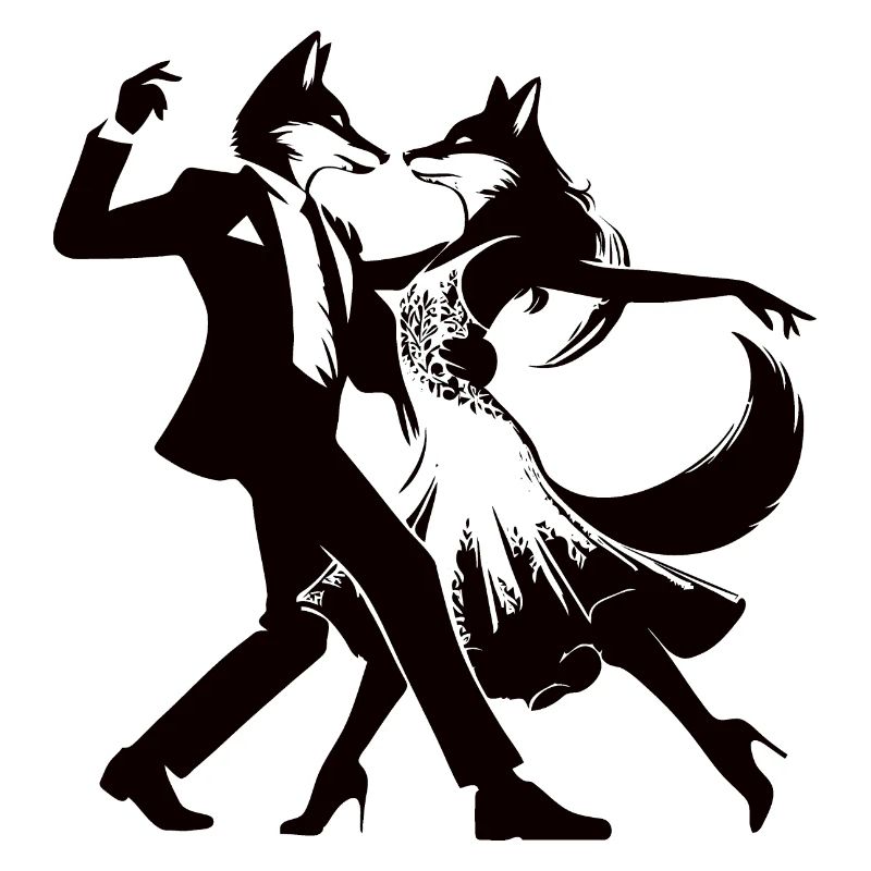 Conception élégante de couple de danse de tango avec des renards