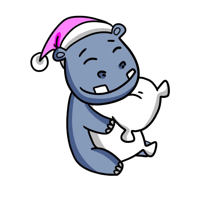 Hippopotame avec oreiller et bonnet de couchage