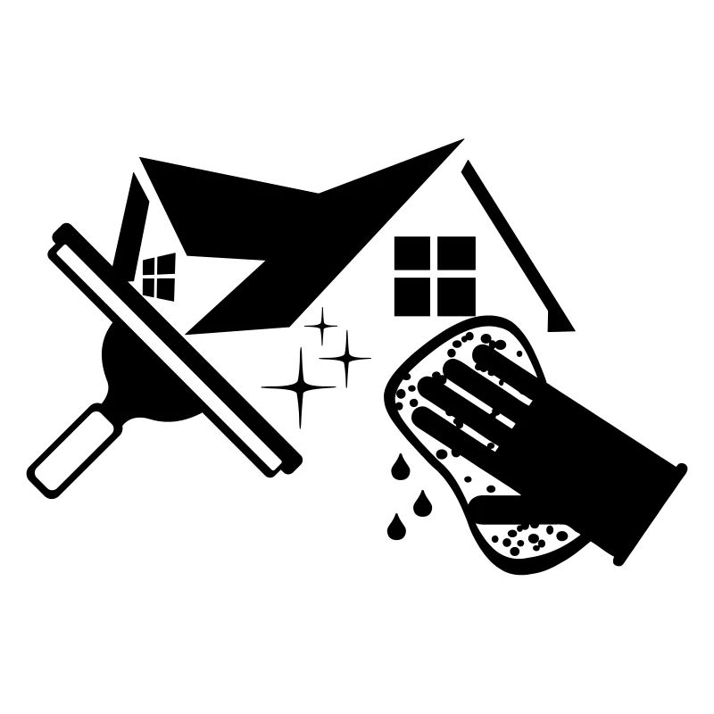 Logo de laveur de vitres avec éponge de maison et déclencheur de fenêtre