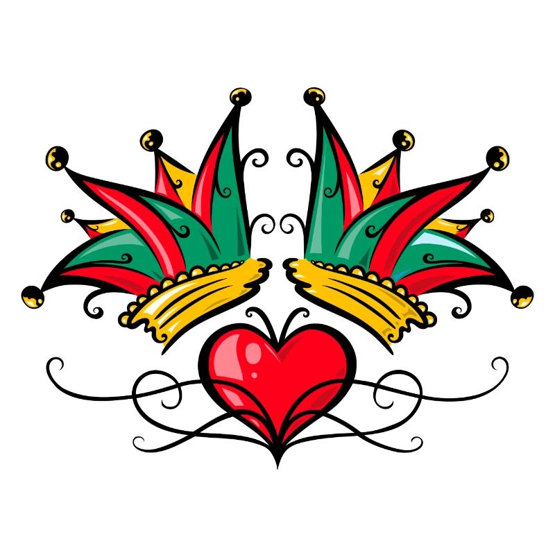 Fool's Cap Carnival Heart Tattoo