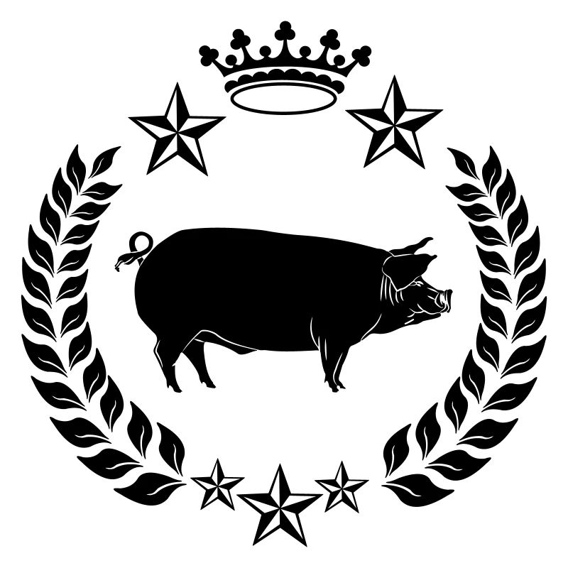 Shadow pig in laurel wreath with crown