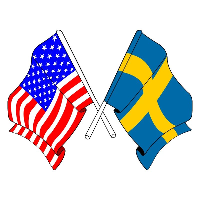 Drapeau des États-Unis et drapeau de la Suède