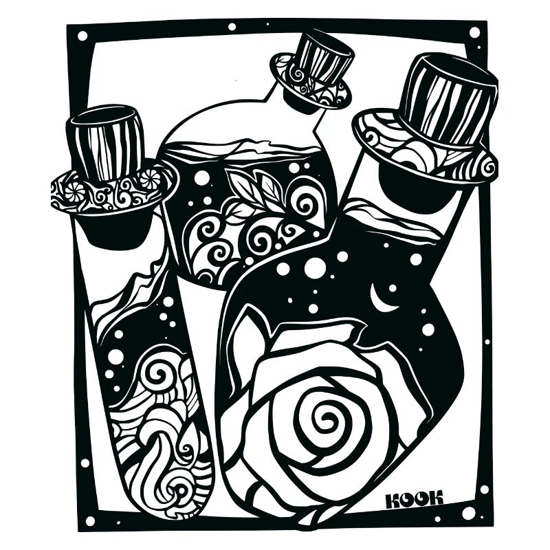 Floral magic potion bottle.