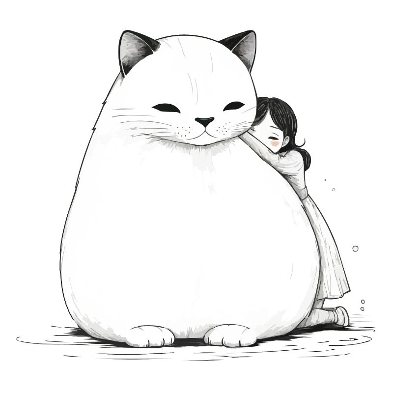 Big cuddle with a cat