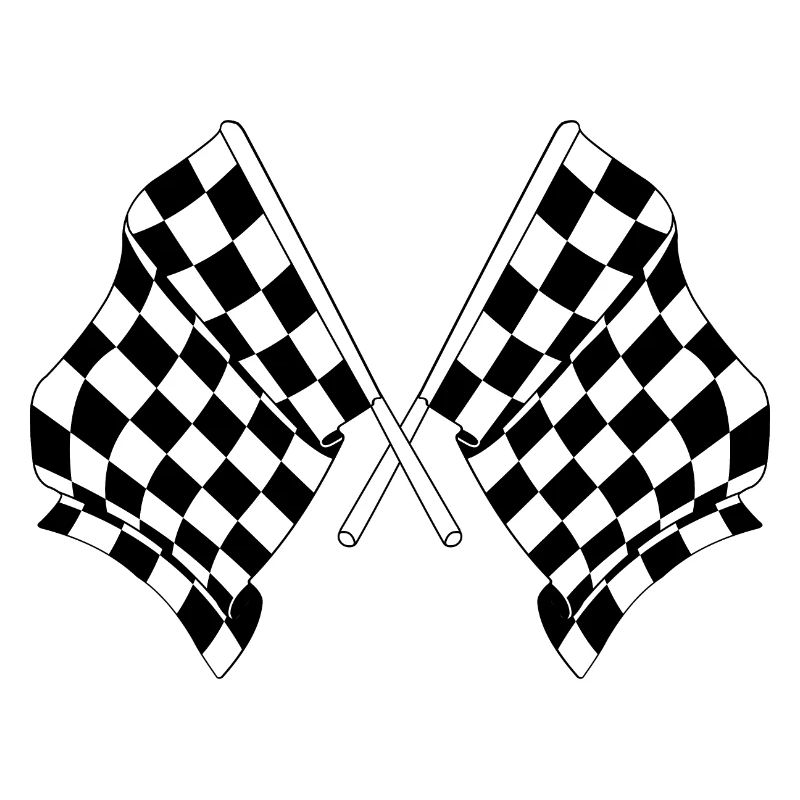 Deux drapeaux de course automobile croisés départ arrivée