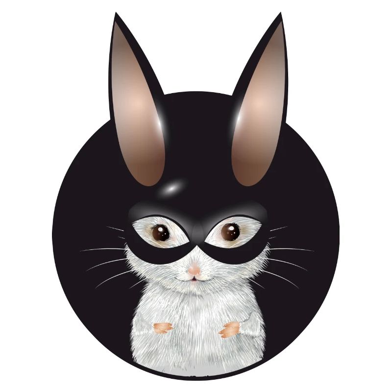 Cute White Mouse with Bunny Mask in Patch