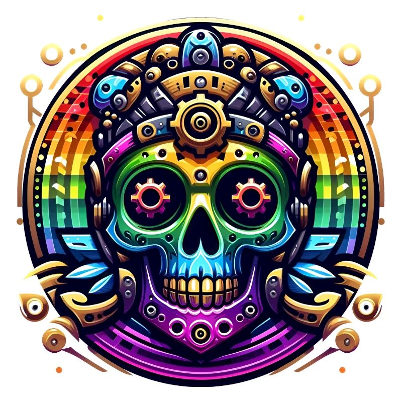 Metallic Rainbow Skull 2