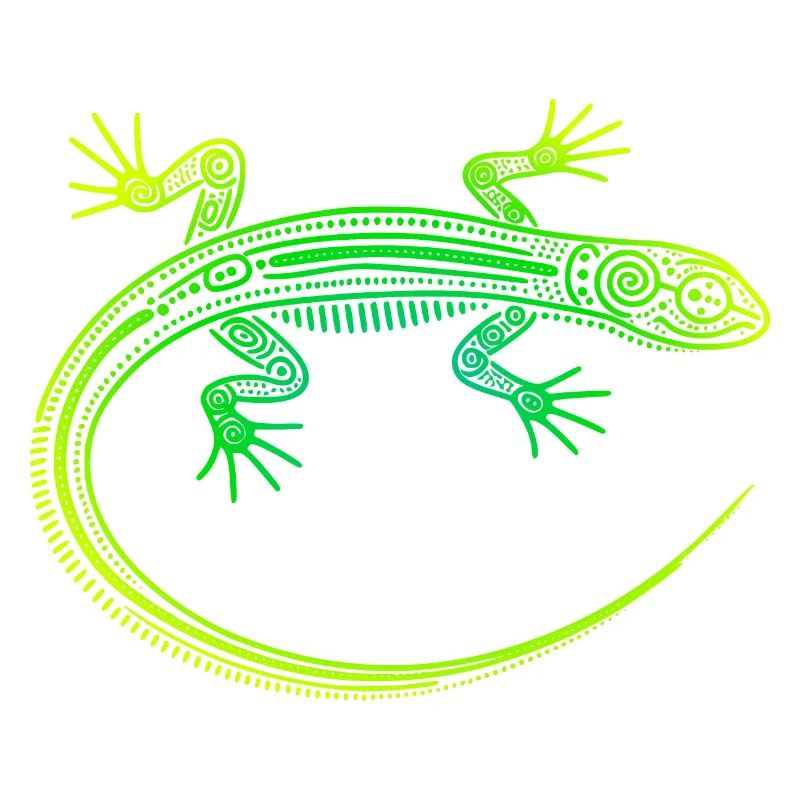 Lizard Aboriginal motifs, tribal gradient green yellow