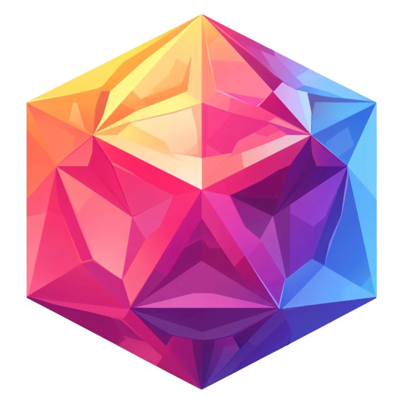 Geometric D20 Cube – Colorful RPG Design