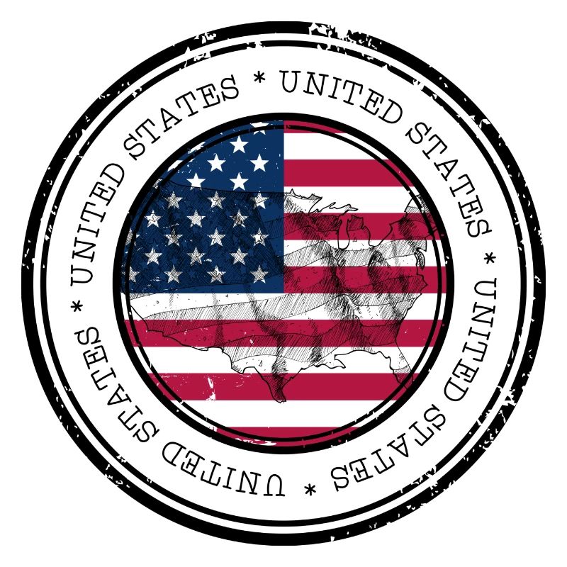 US Flag Map Round Emblem