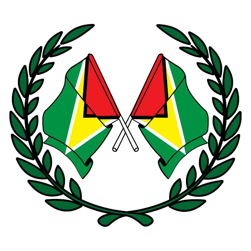 Drapeaux Guyane en couronne de laurier