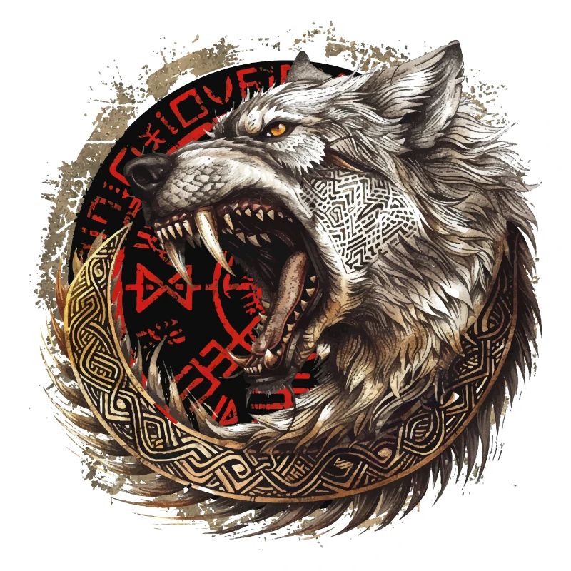 Viking Wolf Wolves Geri & Freki Valhalla d’Odin