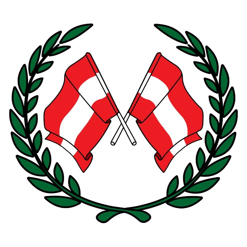 Flags austria in laurel wreath