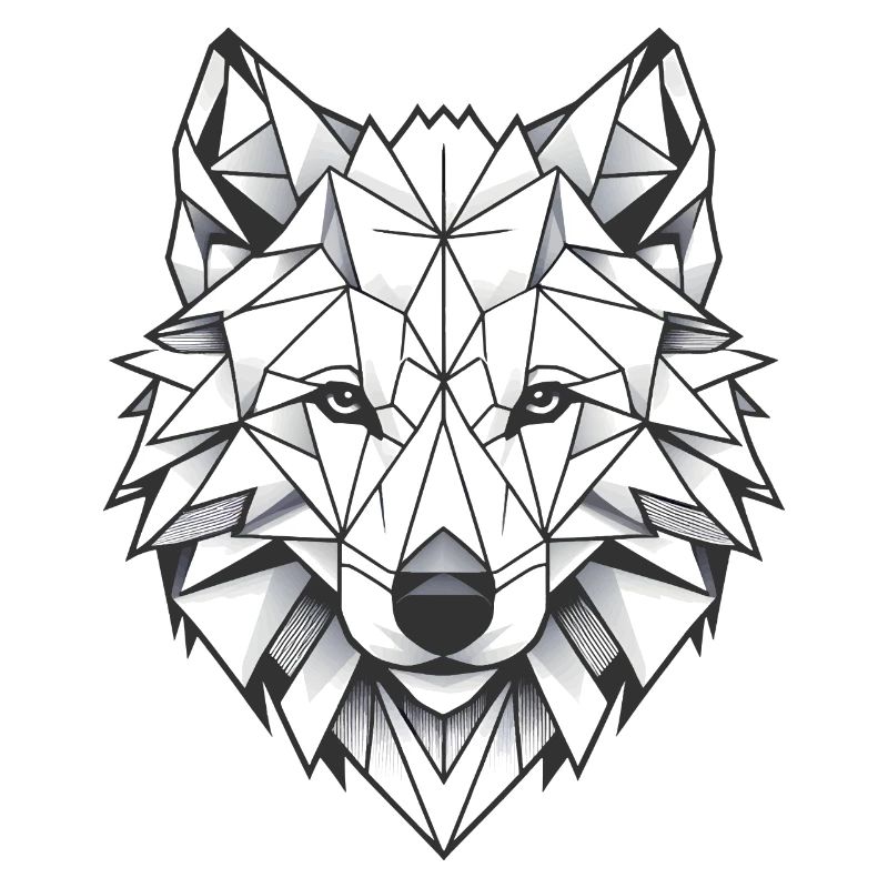 Geometric White Wolf Head - Polygons Motif
