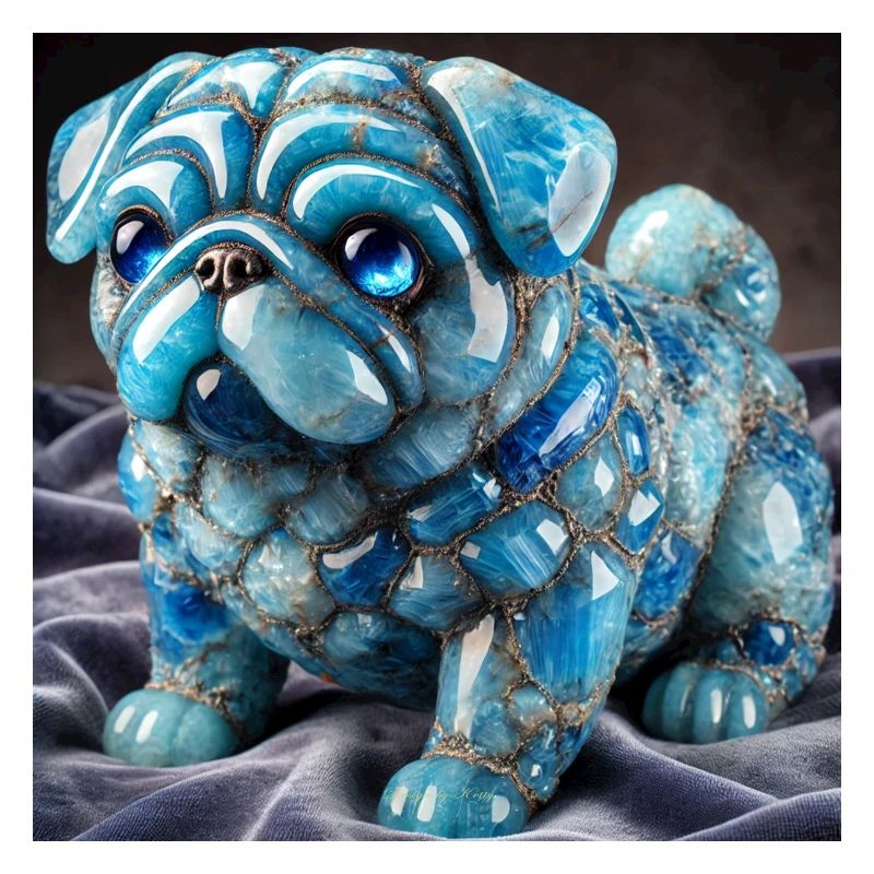 Blue Crystal Pug Decorative Figure