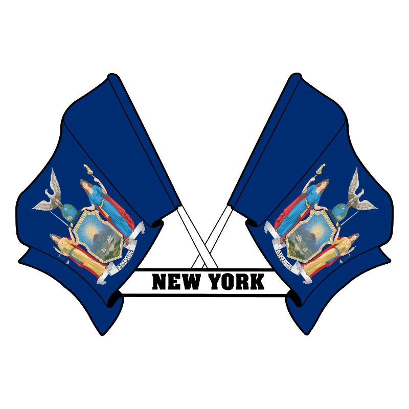 Deux drapeaux texte NEW YORK