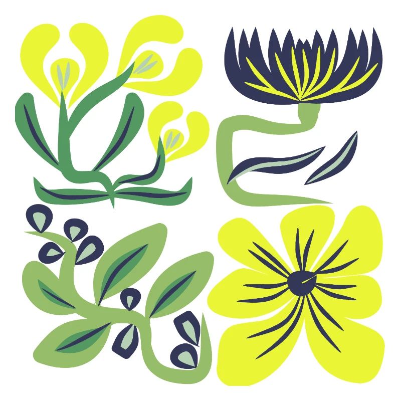 Neon Yellow Flowers Pattern