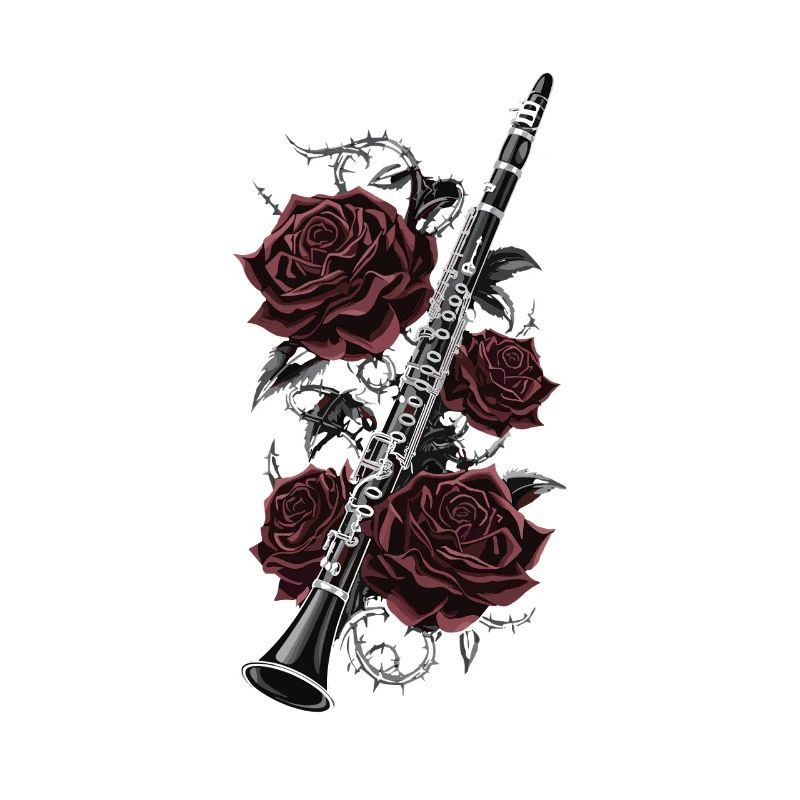 Clarinet with roses artwork