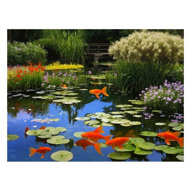 Poissons koï dans des eaux tranquilles