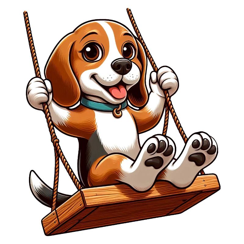 Beagle joyeux sur balançoire chien de terrain de jeu