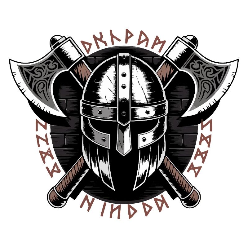 Viking Warrior Shield and Axe Emblem