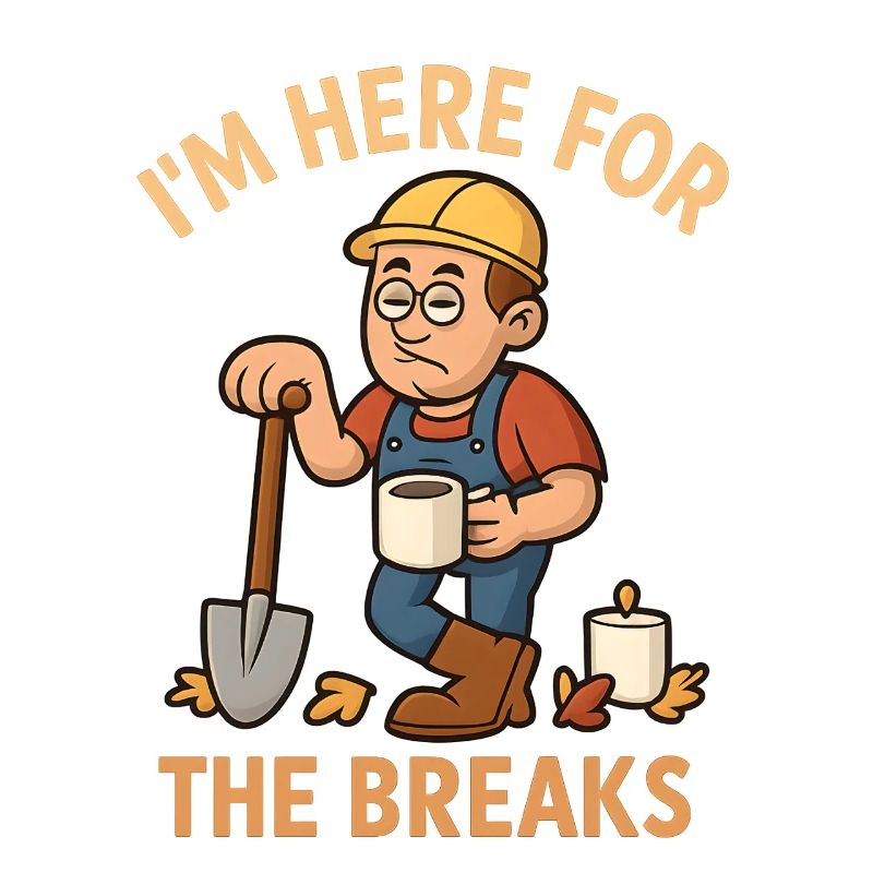 I'm Here For The Breaks – Funny Construction Worker