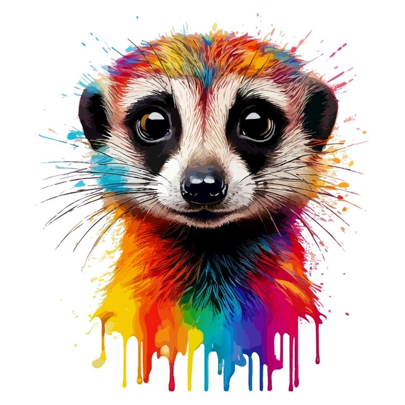 Impression de portrait de suricate coloré