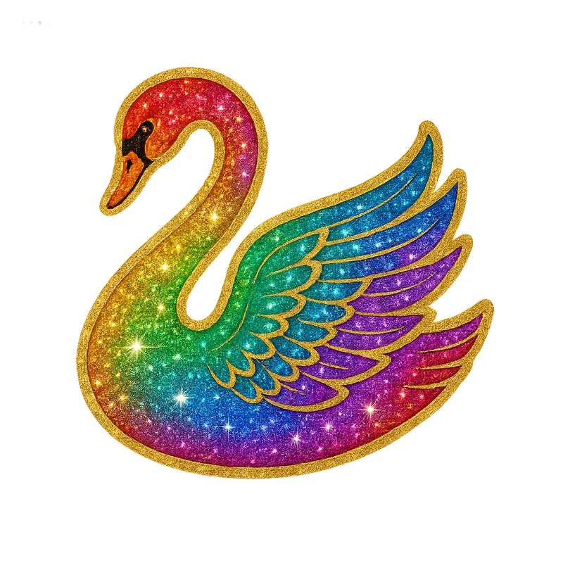 Rainbow Glitter Swan