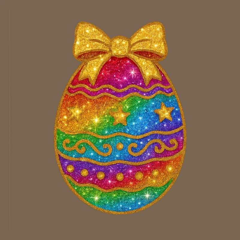 Rainbow Glitter Egg with Bow