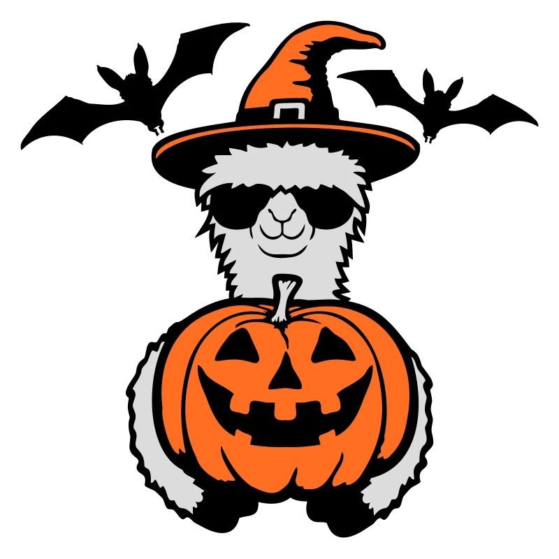 Lama Cool Halloween Pumpkin Sunglasses Witch Hat