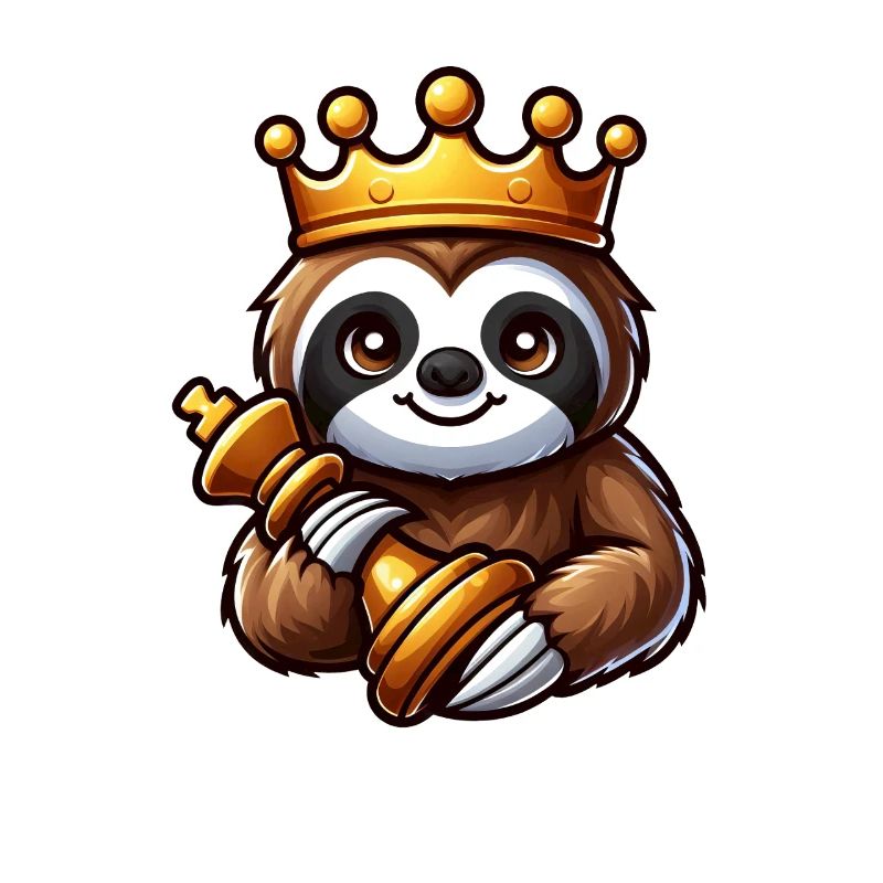 Funny Sloth Chess Player King Queen