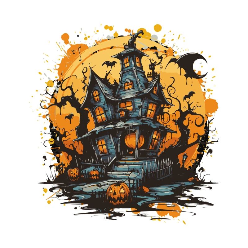Maison hantée dans la lune d’Halloween