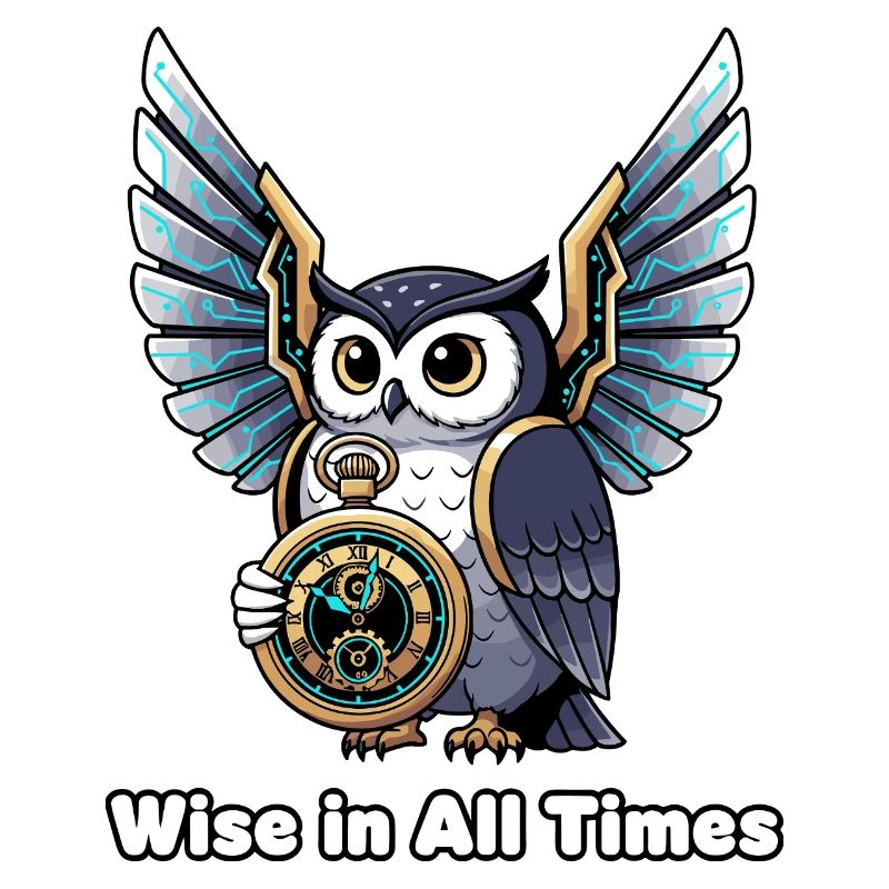 Wise Owl with Clock – Timeless Wisdom